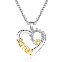 new fashion sister necklace creative love micro inlaid zircon clavicle chain personality pendant necklace women jewelry