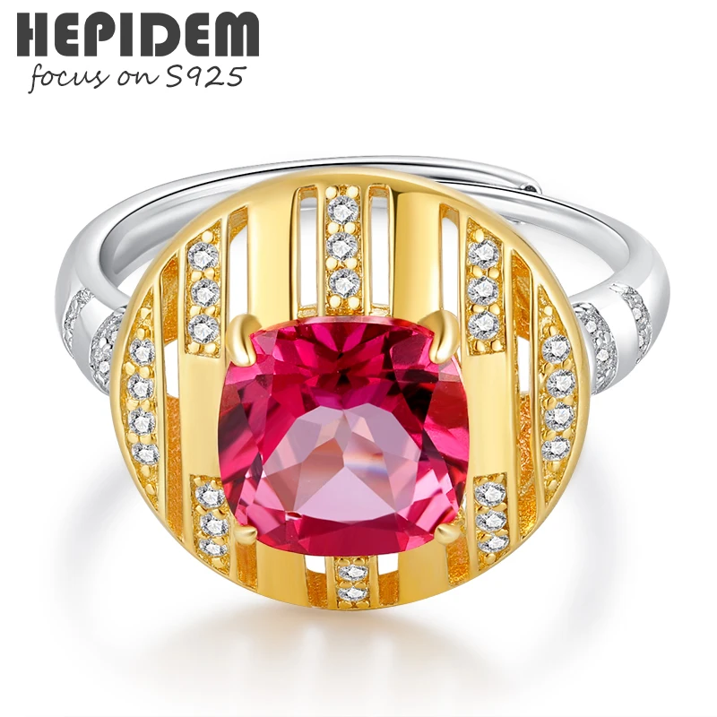 

HEPIDEM 100% Topaz s925 Rings for Women 925 Sterling Silver 2022 New Trend Red Stone Gemstones Wedding Bands Fine Jewelry 3419