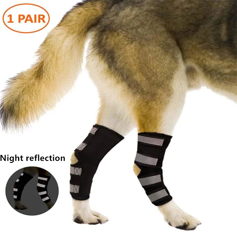 

2Pcs/lot Pet Knee Pads Dog Support Brace for Leg Hock Joint Wrap Breathable Injury Recover Legs Dog Protector Support