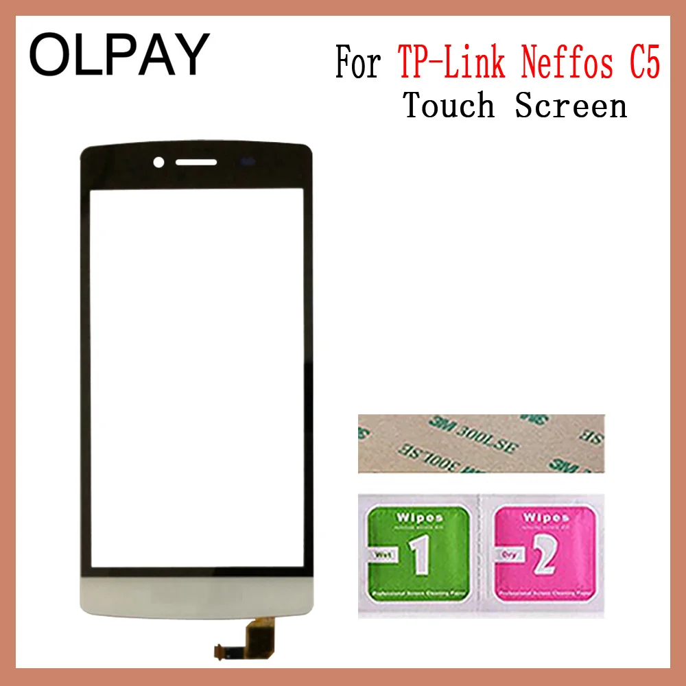 White No Tools OLPAY 5.0'' Mobile Touch Screen For TP-Link Neffos C5 Touch Screen TouchScreen Digitizer Panel Front Glass Free Adhesive+Wipes - Цвет: White No Tools