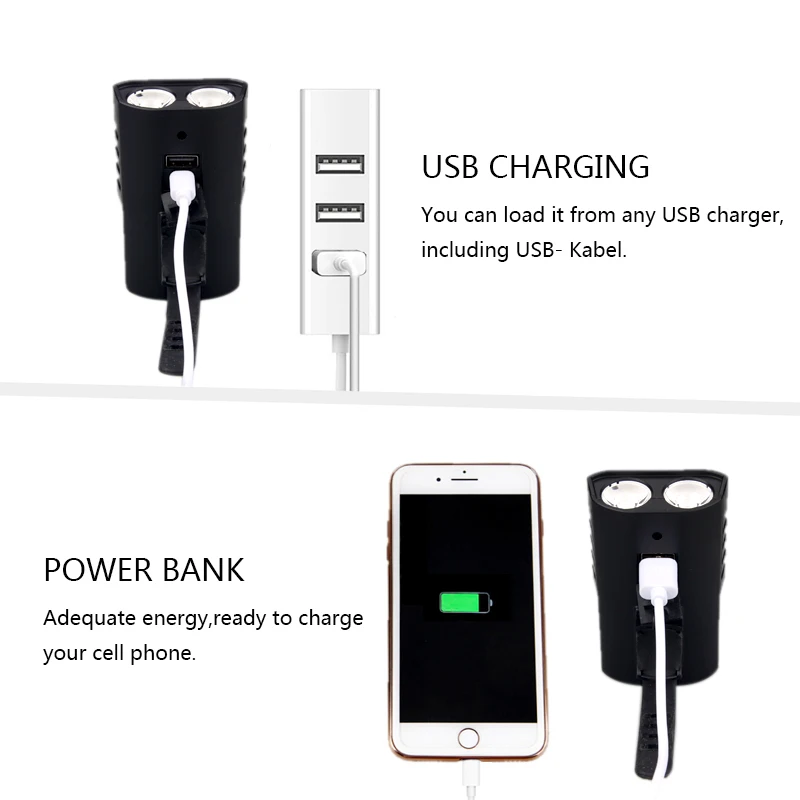 USB велосипедный головной светильник T6 светодиодный со встроенным внешним
