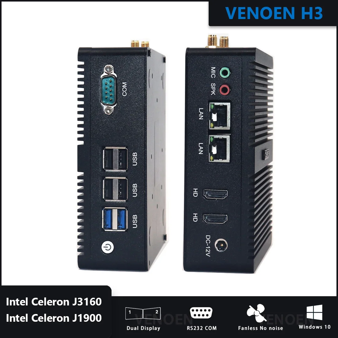 DDR3 8 Гб безвентиляторный маленький настольный ПК Intel Celeron N3160 J3160 четырехъядерный