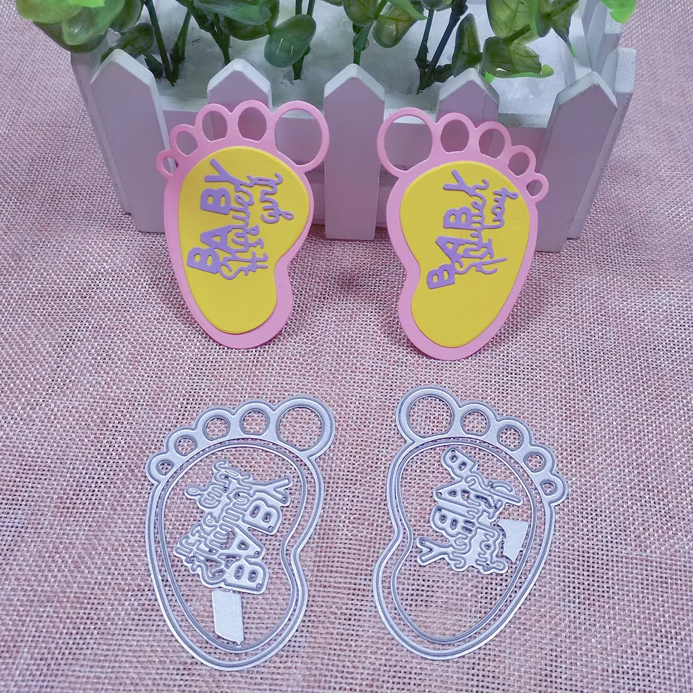 Милый детский металлический трафарет для высечки ног шаблон самостоятельного