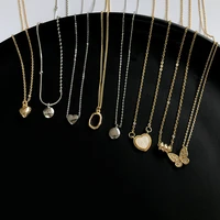 singel layer chain necklace women gold color heart beads moon star butterly pendant choker necklaces jewelry gifts new
