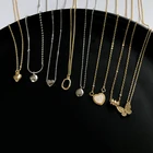 Цепочка-ожерелье Женская, золотые бусины в форме сердца, Луны, звезды, бабочки, ниспадающее ожерелье на шею