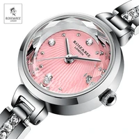 2021 new arrival fashion rosebee rhinestones women wristwatches silver pink japan quartz ladies waterproof bracelets watches