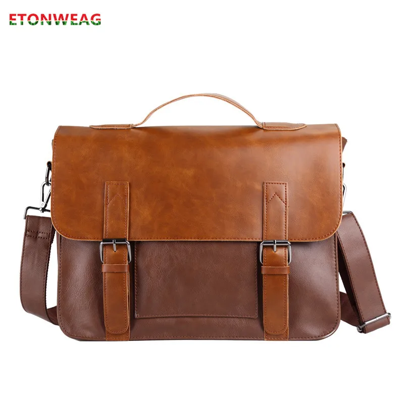 

2021 Classic Designer Men's Briefcase Crazy Horse Leather Shoulder Laptop Bag Male Hasp Crossbody bags Retro Man Travel bags