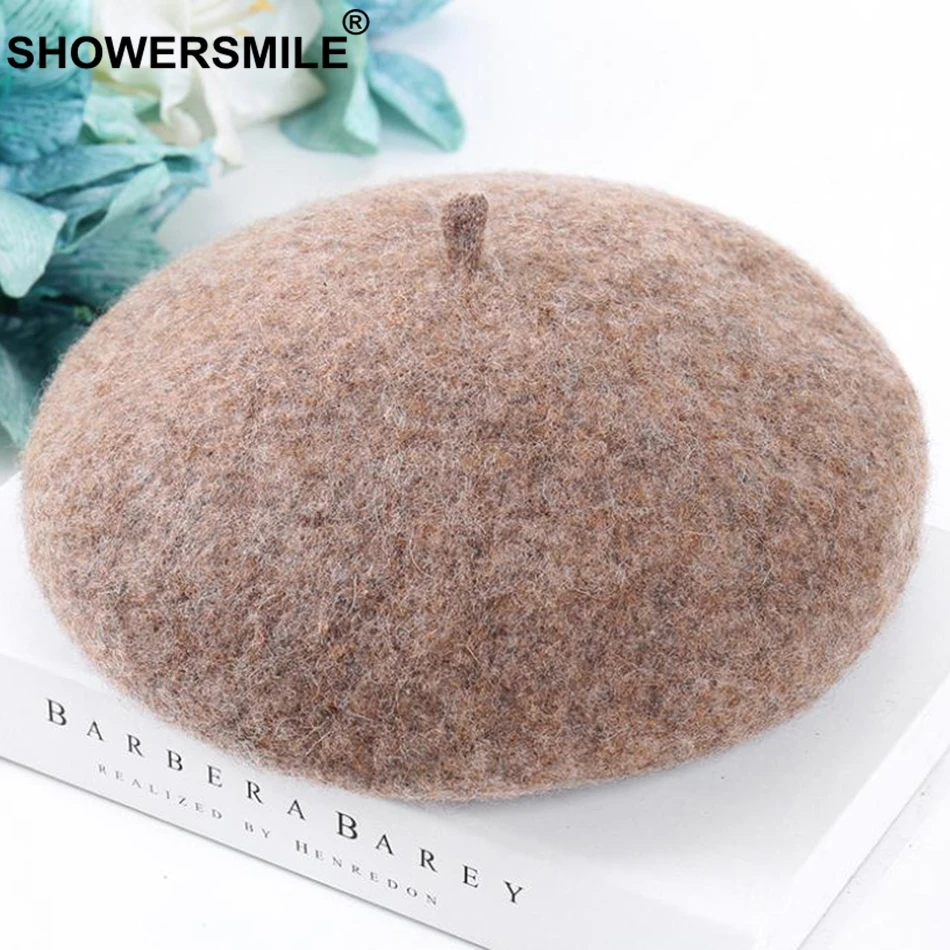 SHOWERSMILE женские теплые береты желтые шерстяные французские головные уборы