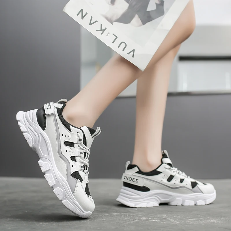 

2021 Spring Women's Sneakers Platform Walking Shoes Female Trendy Designer Vulcanized Shoes Woman Comfortable Mesh Sneakers