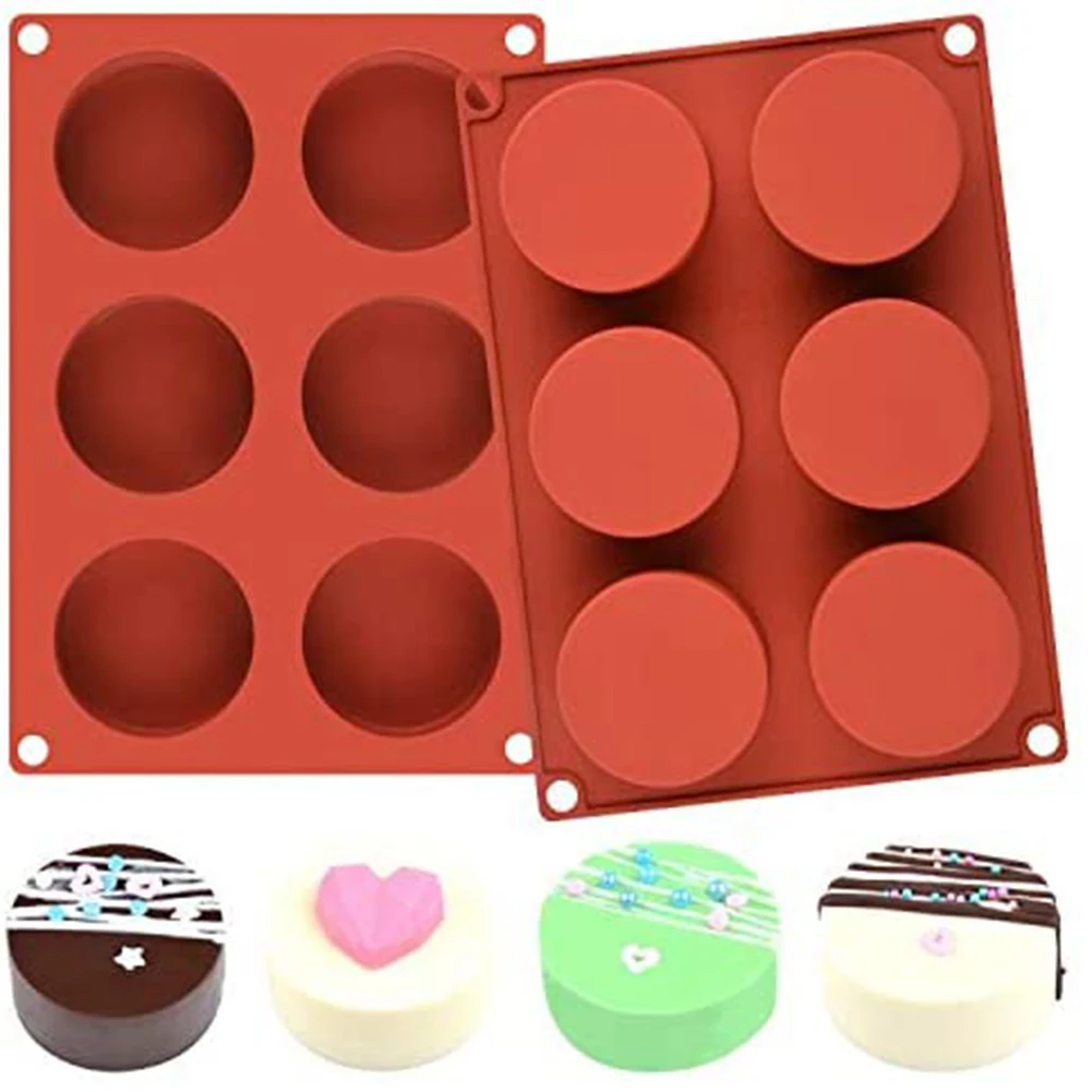 

Silicone 6-Cavity Round Molds Dessert DIY Baking Tray Pastry Decoration Tools Kitchen Bakeware Candle Plaster Mould