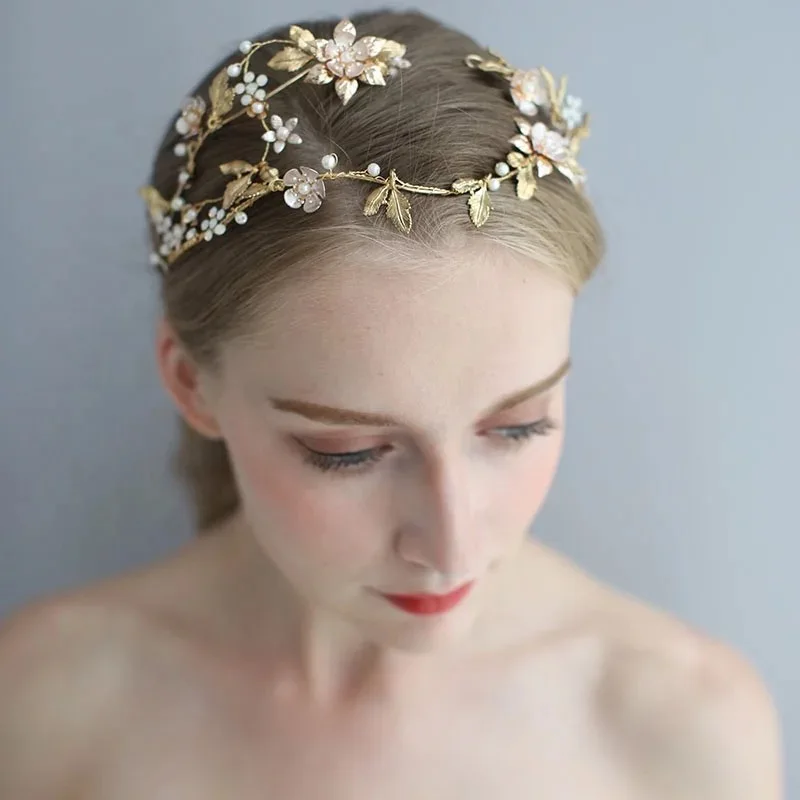 Цветочная повязка на голову в стиле барокко свадебная тиара нежная корона