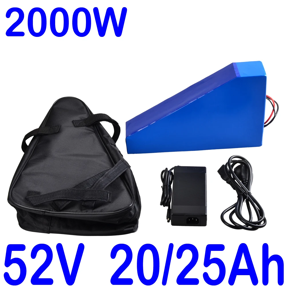 

eBike Battery 48V 20Ah 25Ah 52V 20Ah 25Ah Triangle Electric Bicycle Lithium Battery for 2000W 1500W 1000W Front/Mid/Hub Motor