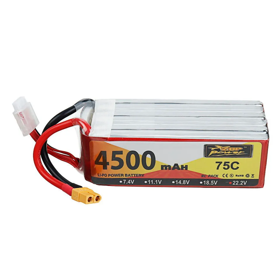 ZOP Power 4S 5S 6S 4500mah 5000Mah Lipo Battery 14.8V 18.5V 22.2V 45C 75C XT60 Plug For FPV RC Racing Drone Car Spare Parts