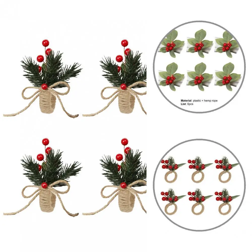 

Portable 6Pcs/Set Convenient All Match Plants Decor Napkin Ring Plastic Towel Ring Lightweight for Party