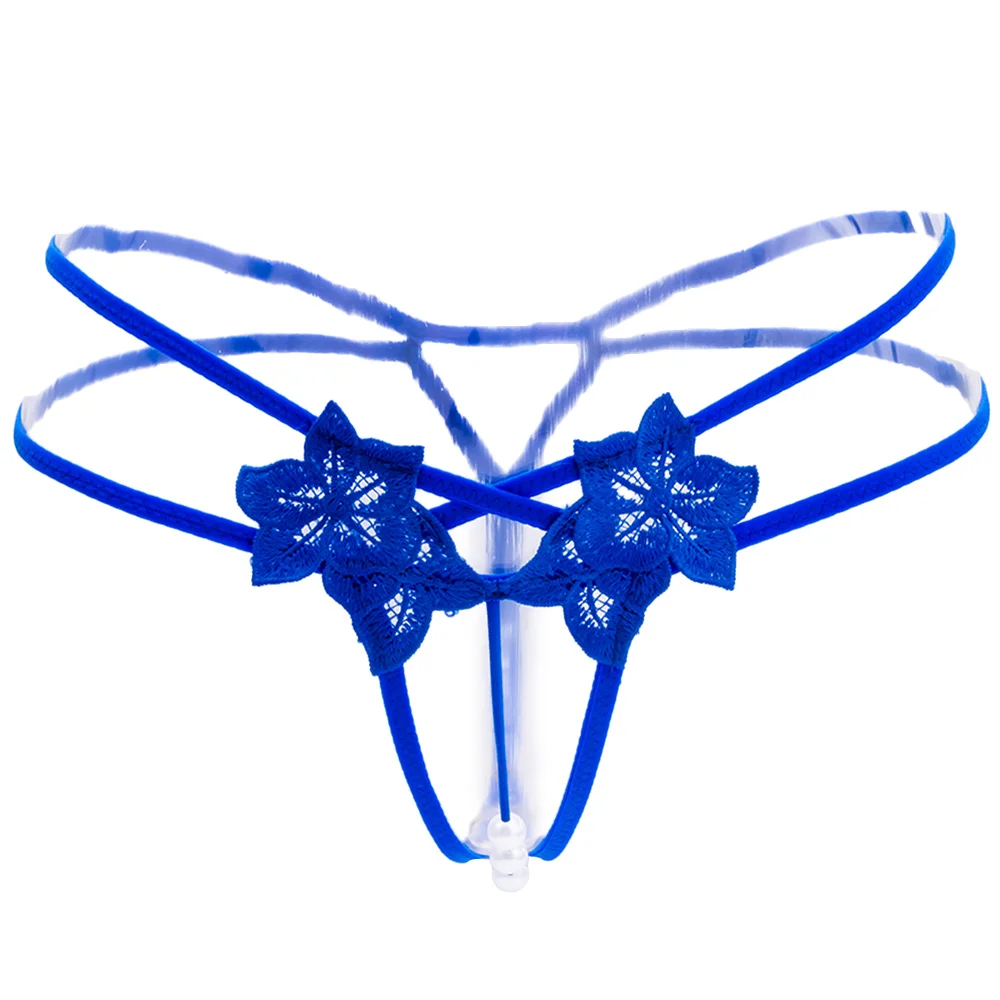 Стринги женские с вышивкой искусственный жемчуг цвет в ассортименте 1 шт |