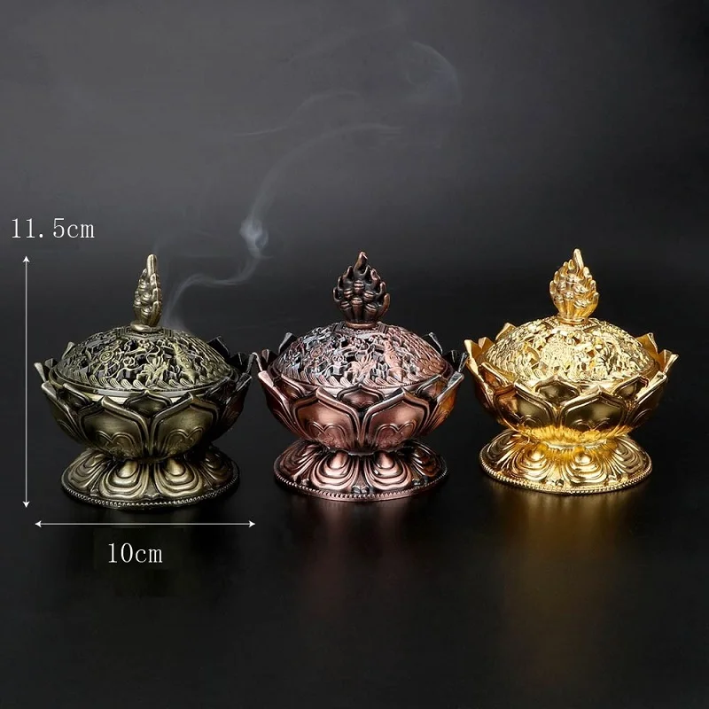

Lotus Flower Zen Incense Burners Chinese Buddha Alloy Incense Sticks Holder Mini Sandalwood Censer Desktop Decoration Crafts