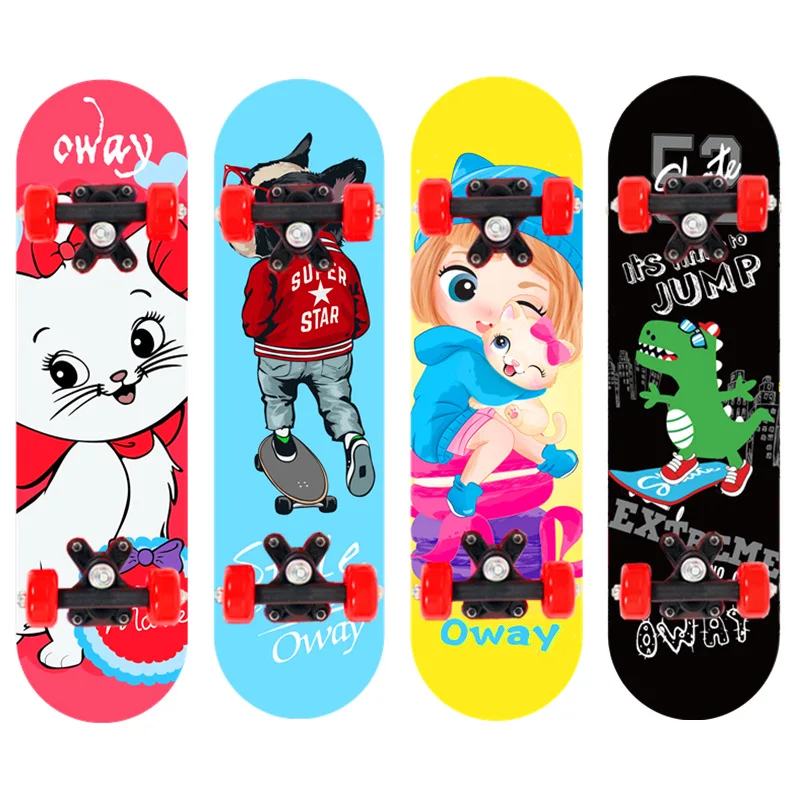 

Four Wheel Skateboard Beginners Boys And Girls Children's Cartoon Maple Scooter Highway Double Warped Skateboard