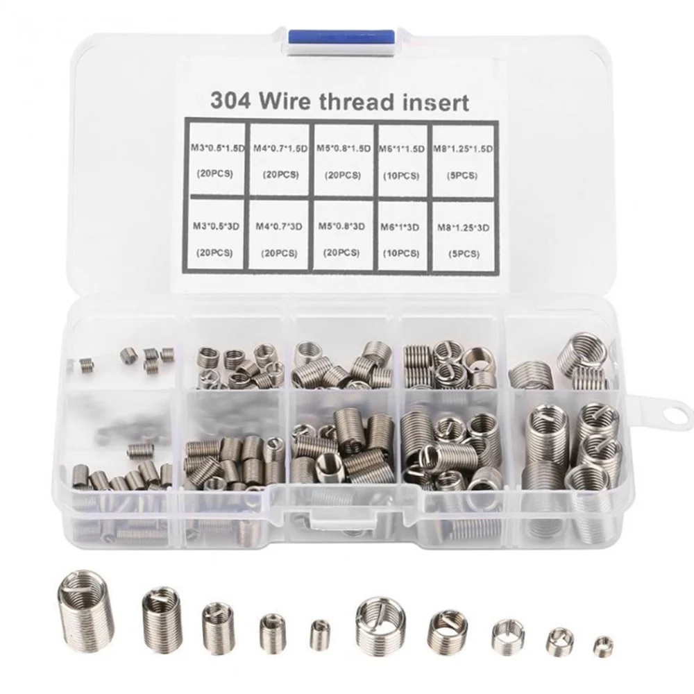 

150PCS Box Stainless Steel M3 M4 M5 M6 M8 Rivet Nut Kit Helicoil Thread Repair Insert Kit