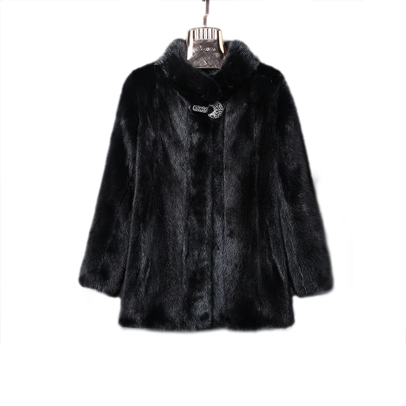 Роскошная женская куртка из натурального меха норки элегантная шуба 100% черная