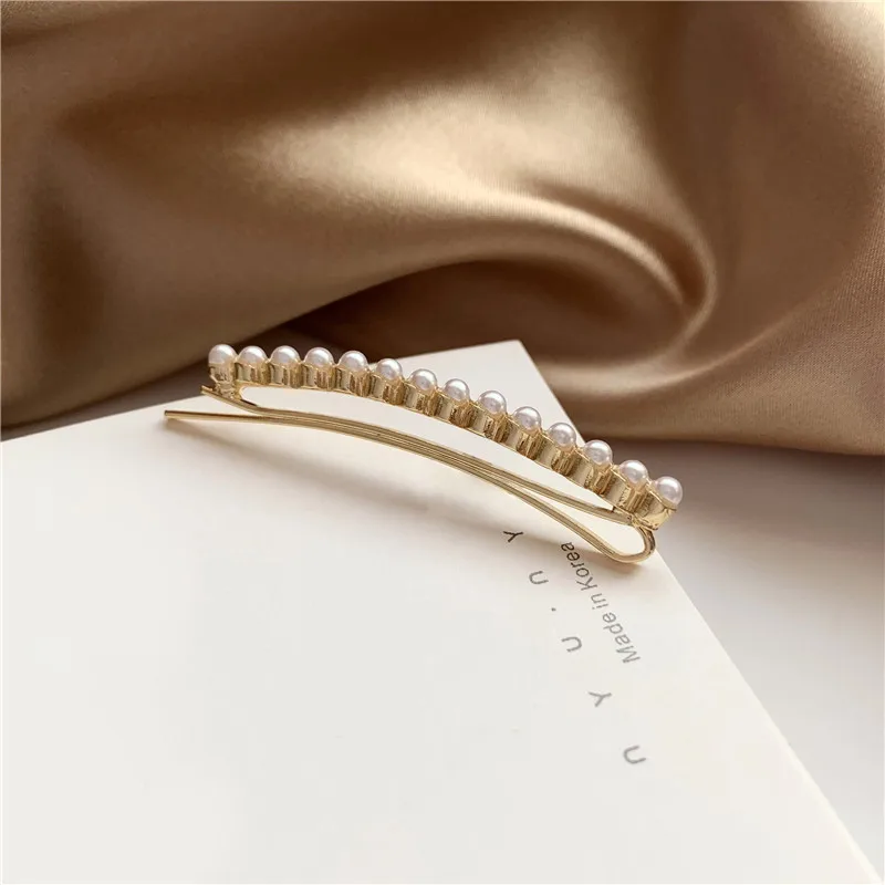 

New Lady Hairpin Vintage Solid Color Pearl Decorate Design Elegant Barrettes Sweety Bangs Clip Temperament Fixed Hair Headwear