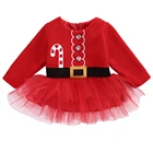 Новое милое рождественское нарядное платье для новорожденных девочек платье-пачка из тюля с рождественским Санта Клаусом