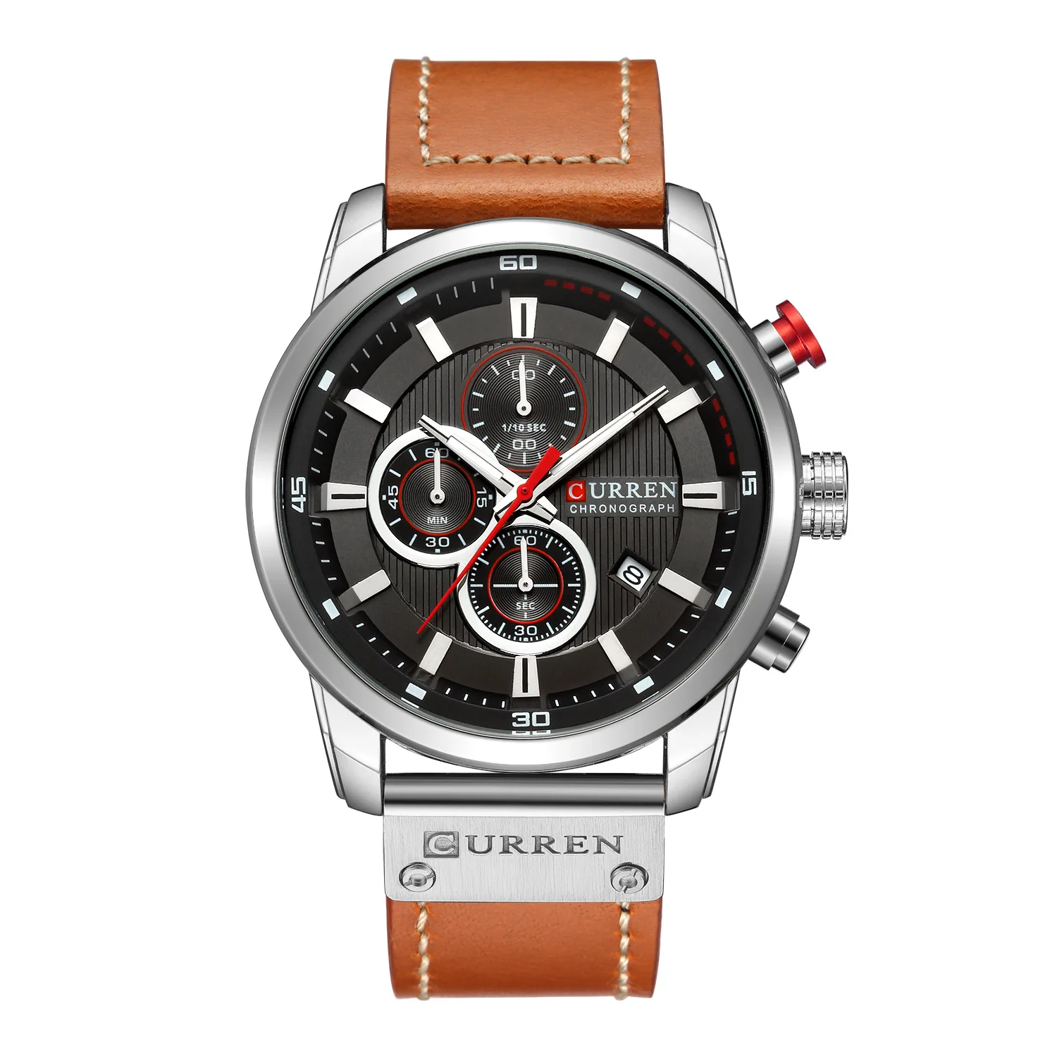 

Watch Student Men's Watch Business Casual Quartz Watch Waterproof Three Eyes Six Needle Leather Mesh Strap Fashion Men's Watch