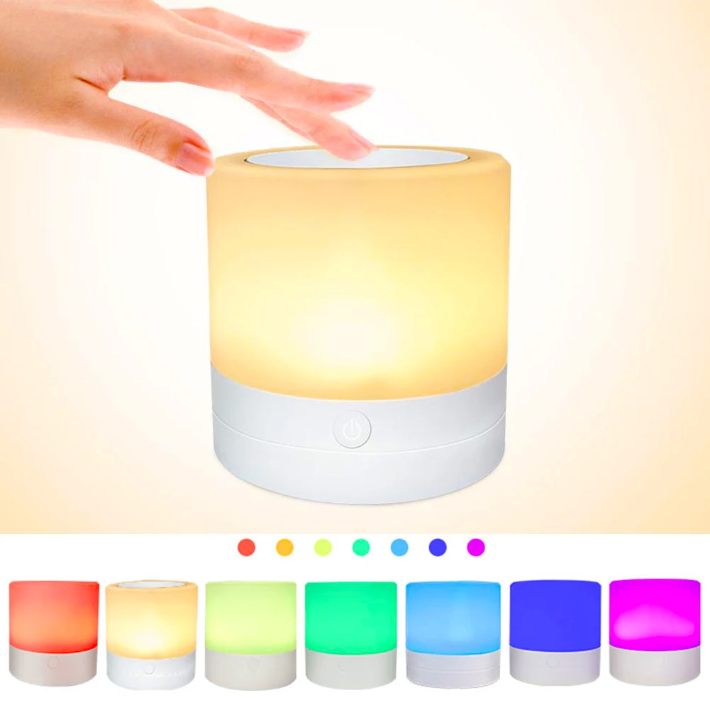 

LED Night Light USB Rechargeable Lamp Colorful Lighting Touch Sensor Night Lamp Bedside Lamp for Bedroom Room Night Led Light