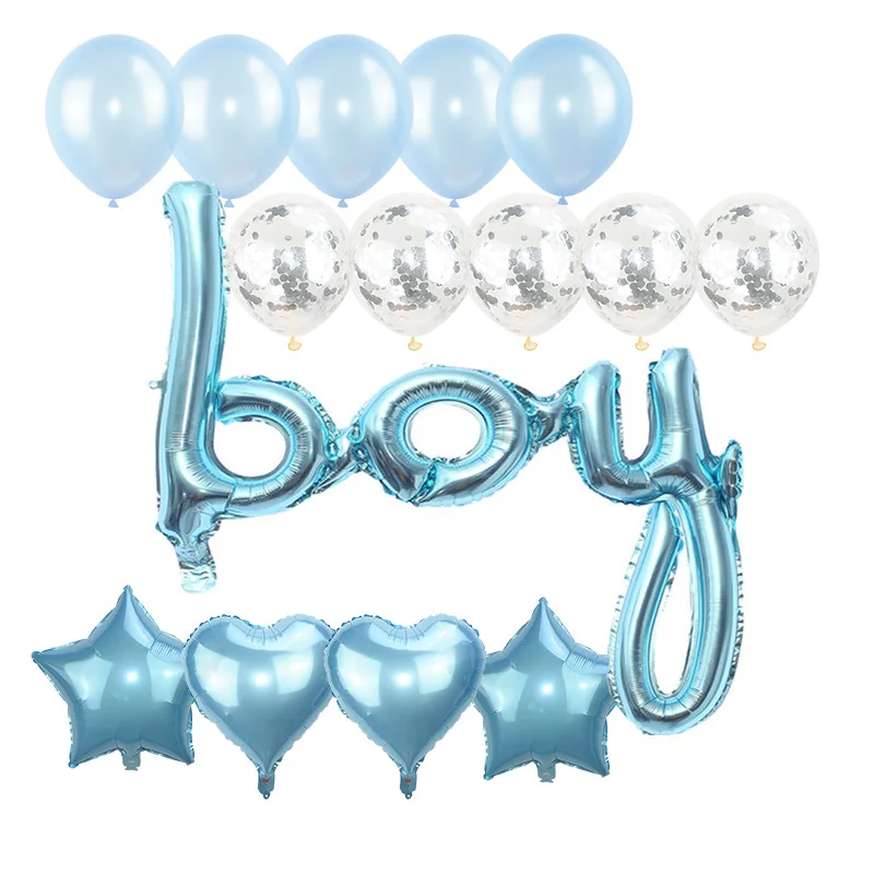 

15pcs/set Boy Girl Letter Balloons Star Heart Foil Ballons Confetti Latex Globos Birthday Party Decoration Baby Shower Supplies