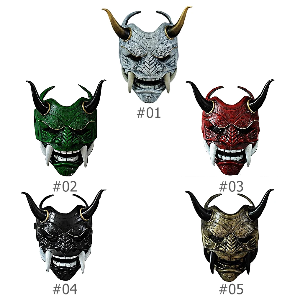 Улыбающаяся маска Poljna Devil Ghost Half Face для Хэллоуина, косплея, костюмов, реквизита, средневековых японских демонических рыцарей.