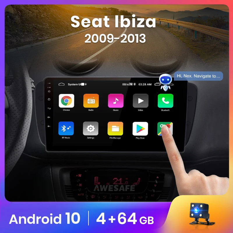 Автомагнитола AWESAFE PX9 для Seat Ibiza 6j 2009 2013 мультимедийный видеоплеер с GPS 2din Android 10 0 2