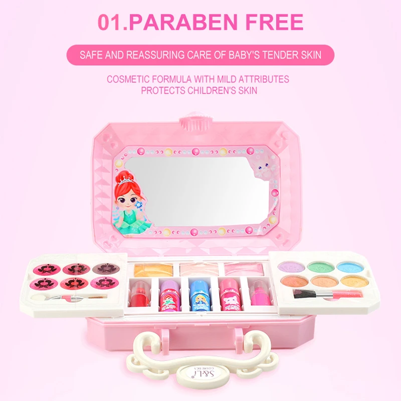 

SNLi New Kids Makeup Set Princess Kids Cosmetics Make Up Set Pretend Play Girls Safe Washable Beauty Makeup Toys For Girls TSLM1