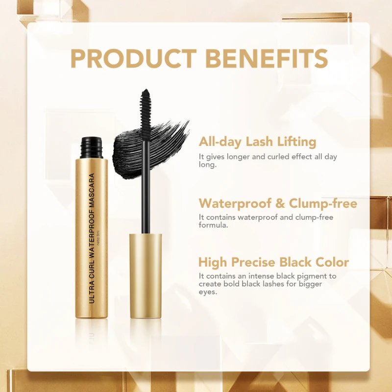 

Y.O.U The Gold One Ultra Curl Waterproof Mascara Lengthening Black Lash Eyelash Eye Lashes Brush Beauty Makeup Korean Cosmetics