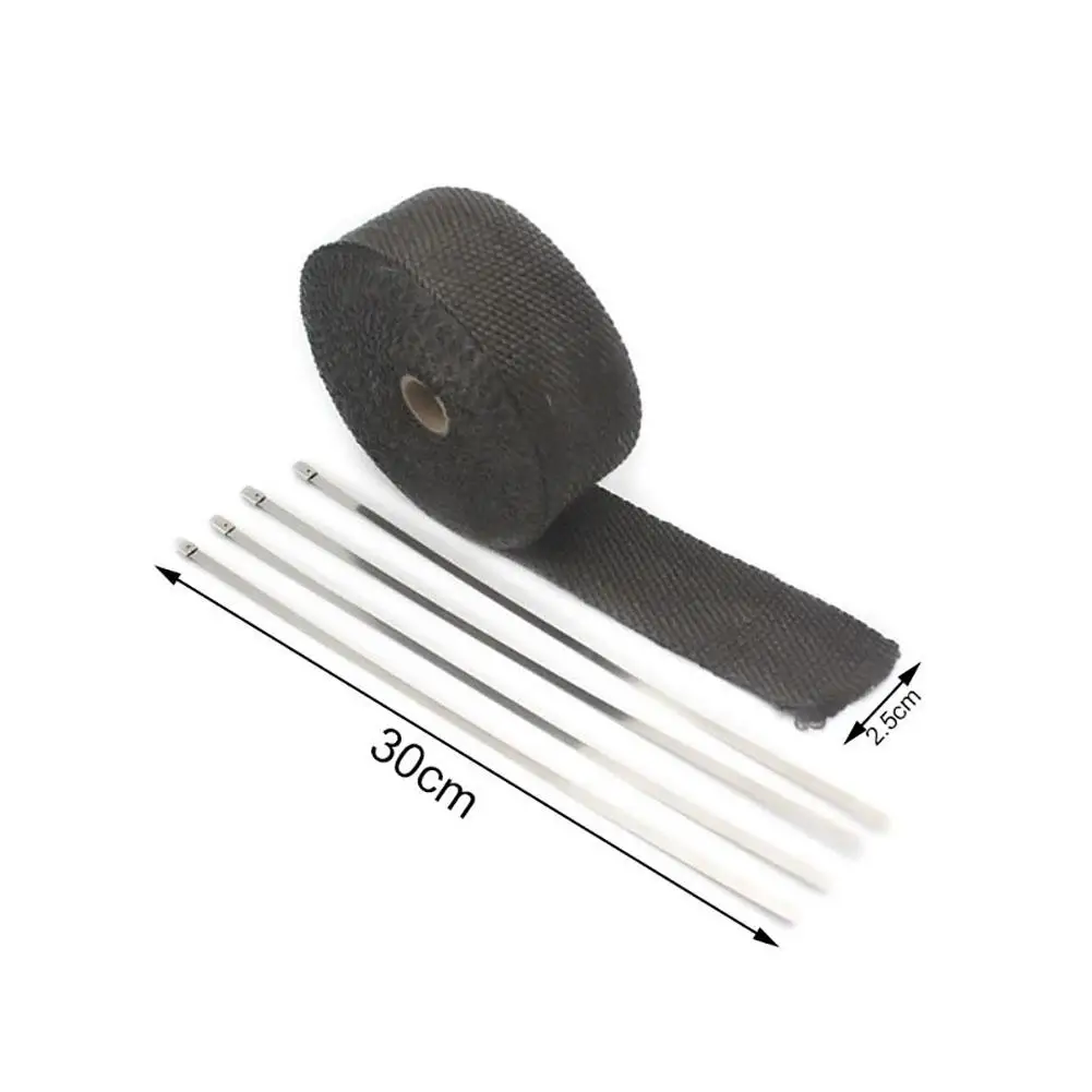 

Fiberglass Heat Shield Motorcycle Exhaust Thermal Tape Header Pipe Heat Wrap Tape Thermal Protection With Stainless Ties