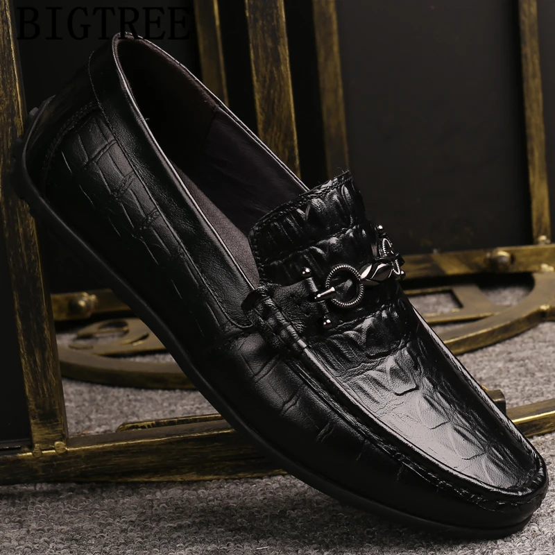 Genuine Leather Shoes Men Loafers Designer Crocodile Slip On Luxury Brand Casual Shoes+male Chaussure Homme Sapato | Обувь