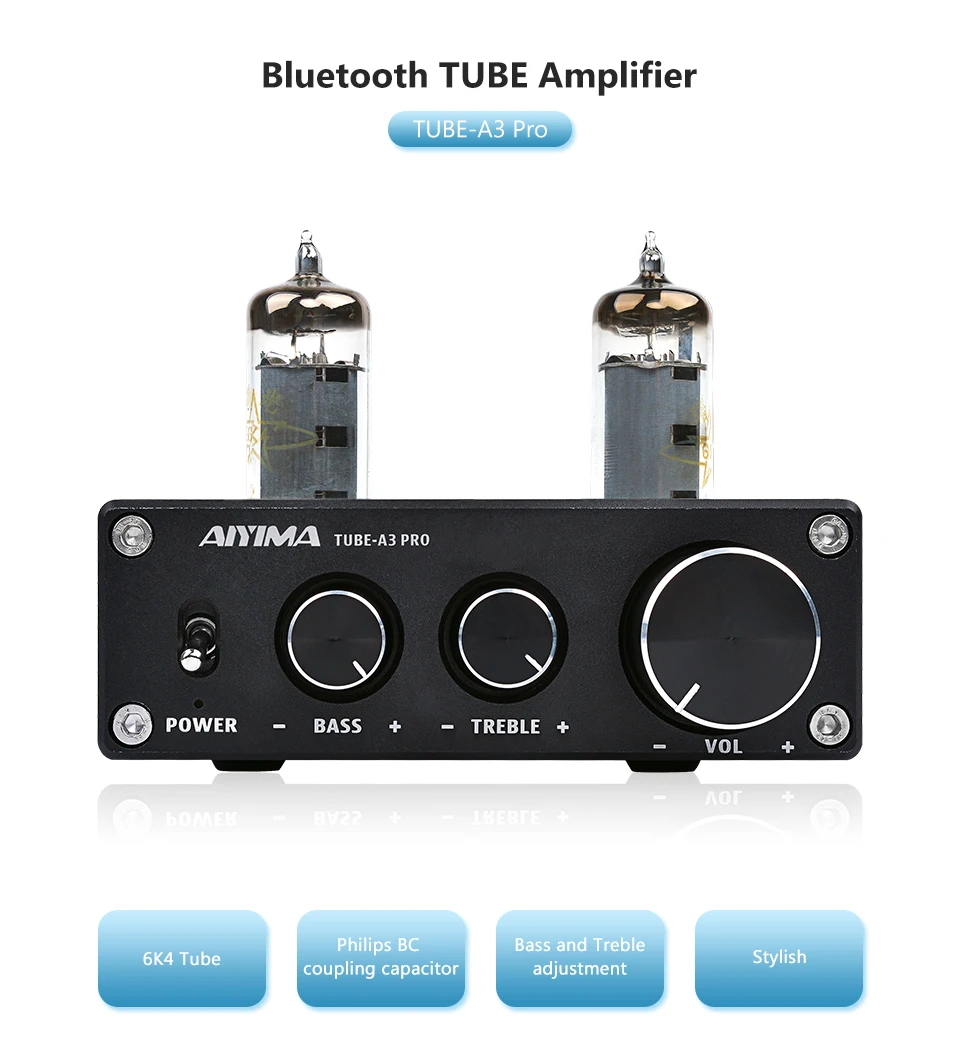 AIYIMA 6K4 вакуумный ламповый усилитель предусилитель Bluetooth 5,0 желчный предусилитель вакуумный трубчатый предусилитель с регулировкой тонов высоких частот