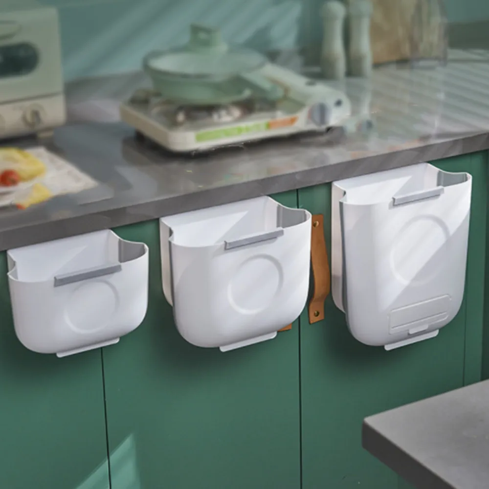 

1PCS Folding Trash Can Kitchen Garbage Bin Foldable Car Trash Can Wall Mounted Trashcan For Bathroom Toilet Waste Storage Bucket