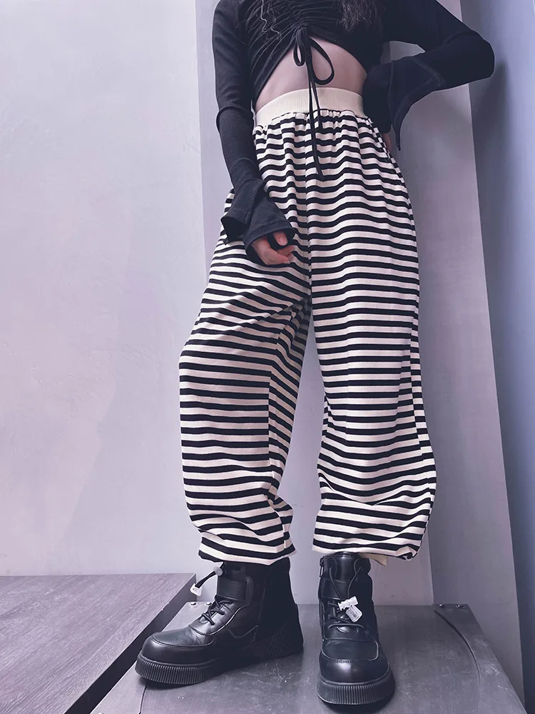 

Kids Girl Boy Cotton Striped Pants Dance Hiphop Fashion Streetwear Fall Winter Teens Trousers