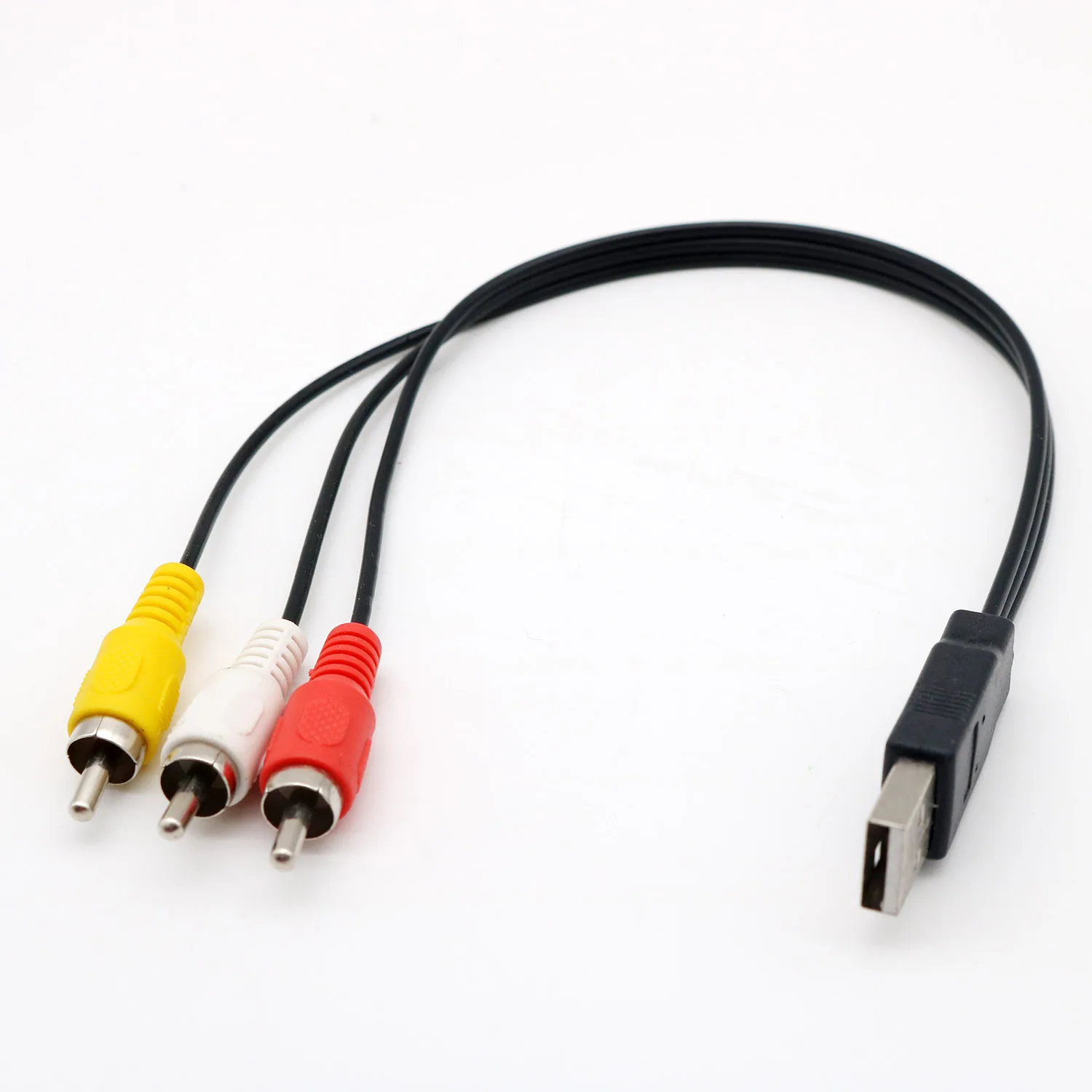 

25cm USB Type A Male To 3 RCA Male Plug Jack Adapter Audio Converter Video AV Composite Wire Cord USB to RCA Cable for HDTV TV