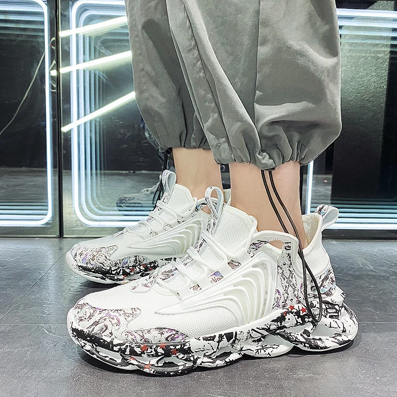 

Summer Fashion Graffiti Men Designer Sneakers Hip Hop Blade Casual Sneaker Men Shoes Outdoor Mesh Men Trainers zapatillas hombre