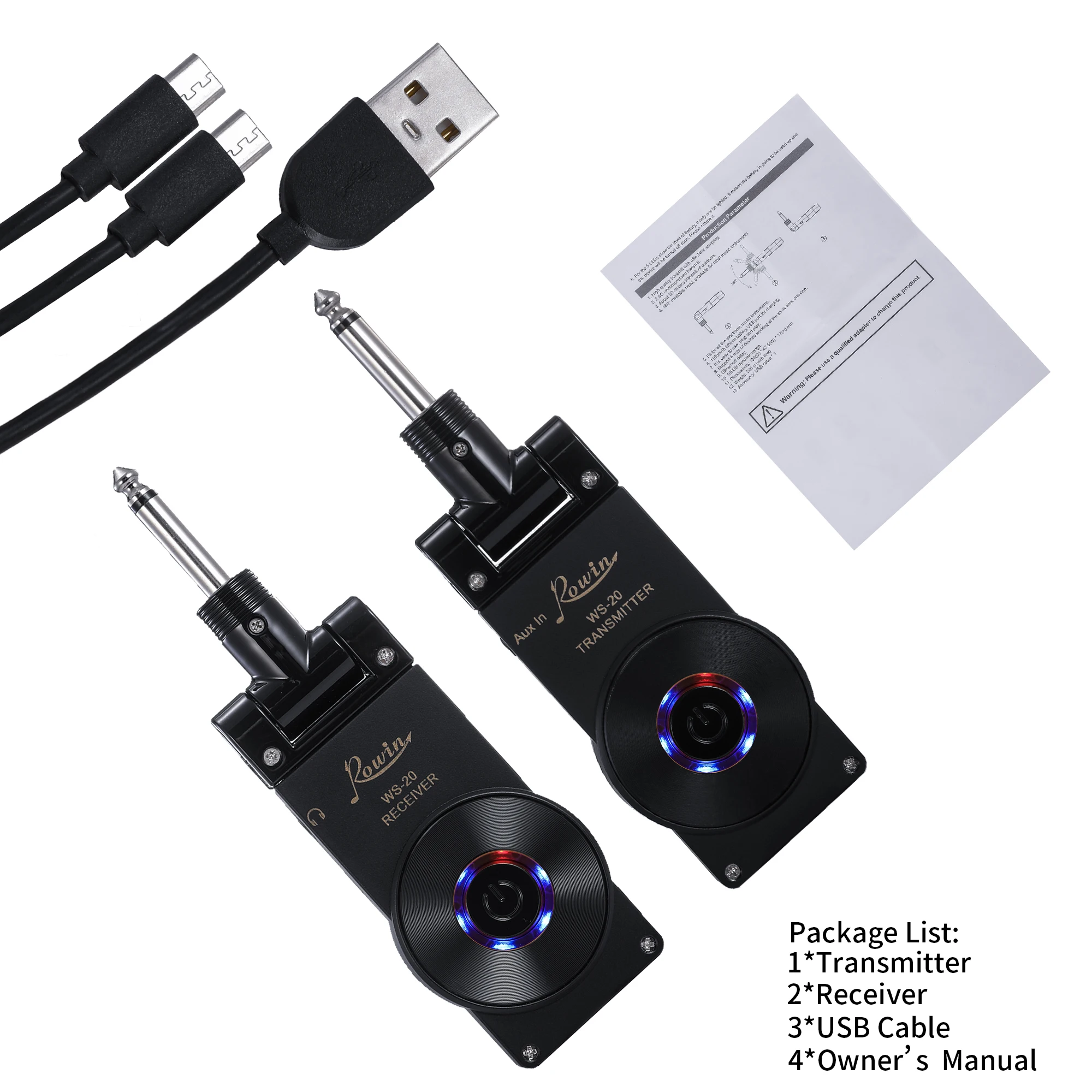 Rowin WS 20 2 4G беспроводной гитарный приемник передатчик набор перезаряжаемых