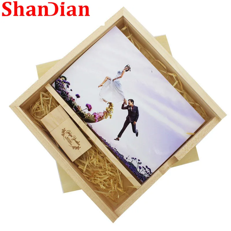 SHANDIAN деревянный фотоальбом Большой овальный usb + коробка флэш-накопитель U диск