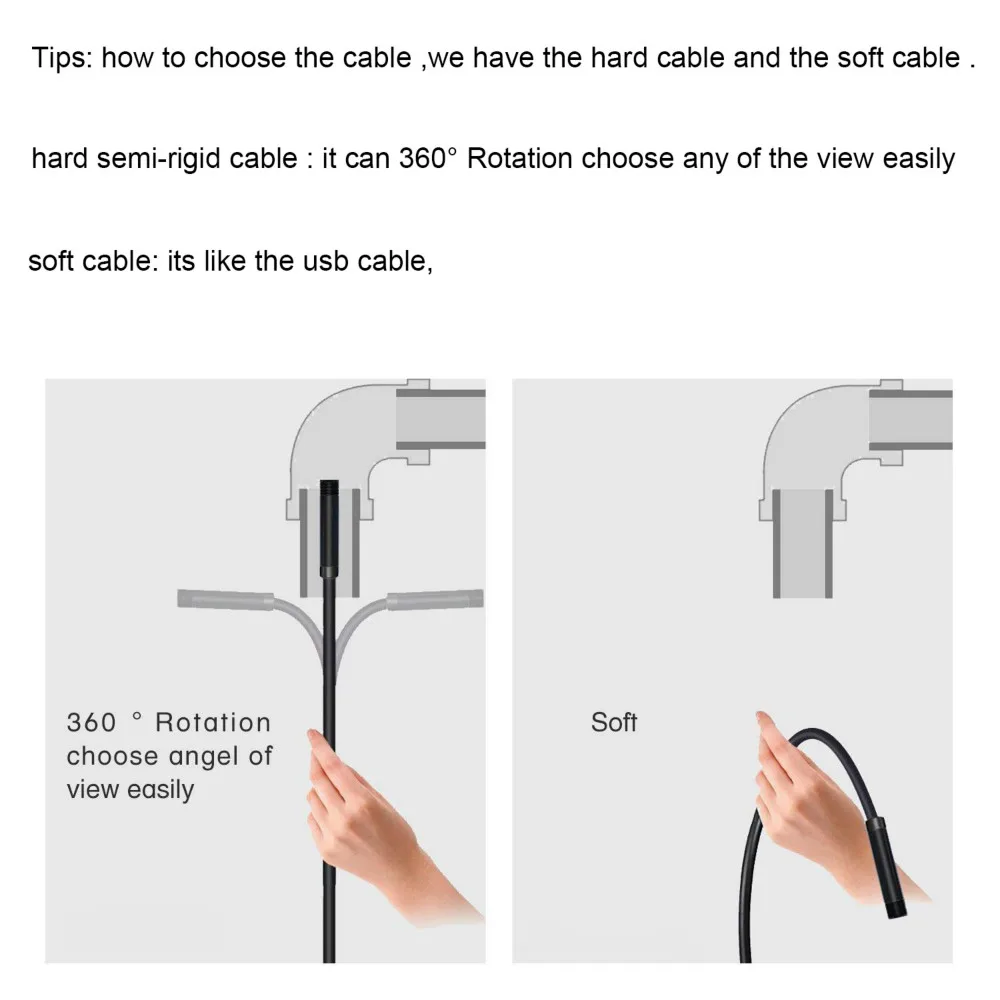 

8mm HD Lens 1M/2M/5M/10M hard Cable Android USB Endoscope Camera Led Light Borescopes Camera For PC Android Phone