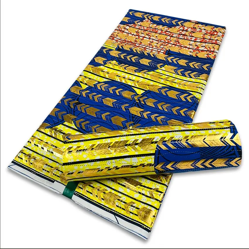 

2021 New South African Bronzing Wax Cloth High Quality Bronzing Printing High-quality Fabric Women's Clothing H210713