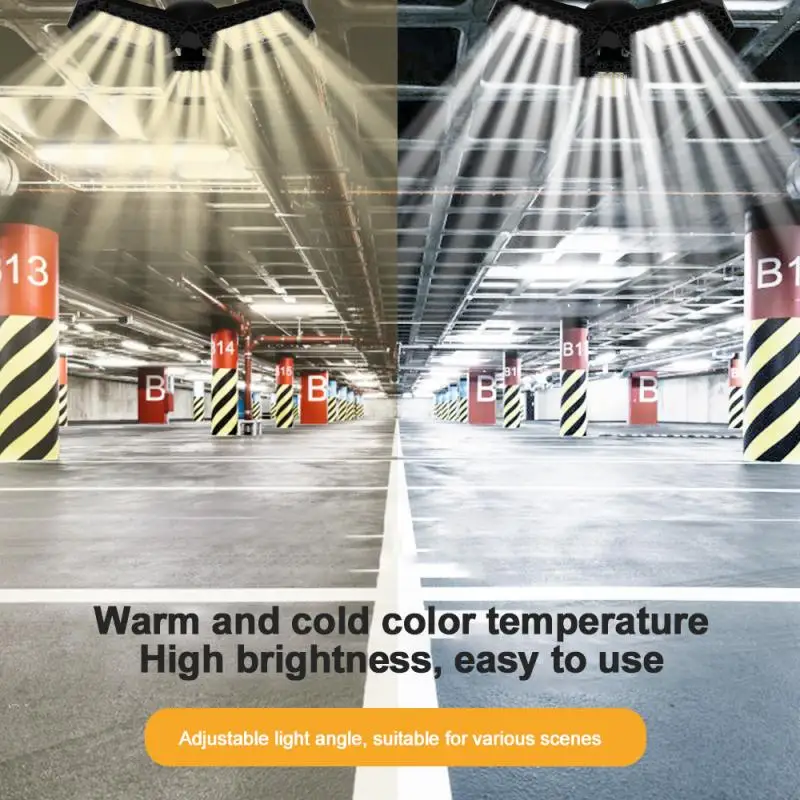 

40/60/80W LED Garage Light 3000K/6000K Deformation Folding Lamp High Bay Light Indoor For Garage Workshop