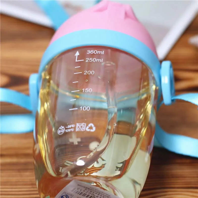 360 мл дети кружки с соломинкой Для обучения питью чашка ремешком флип крышкой