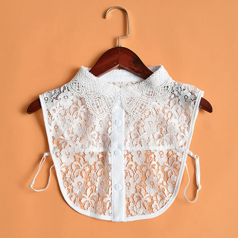 Женская кружевная блузка со съемным воротником винтажная с отложным цвет