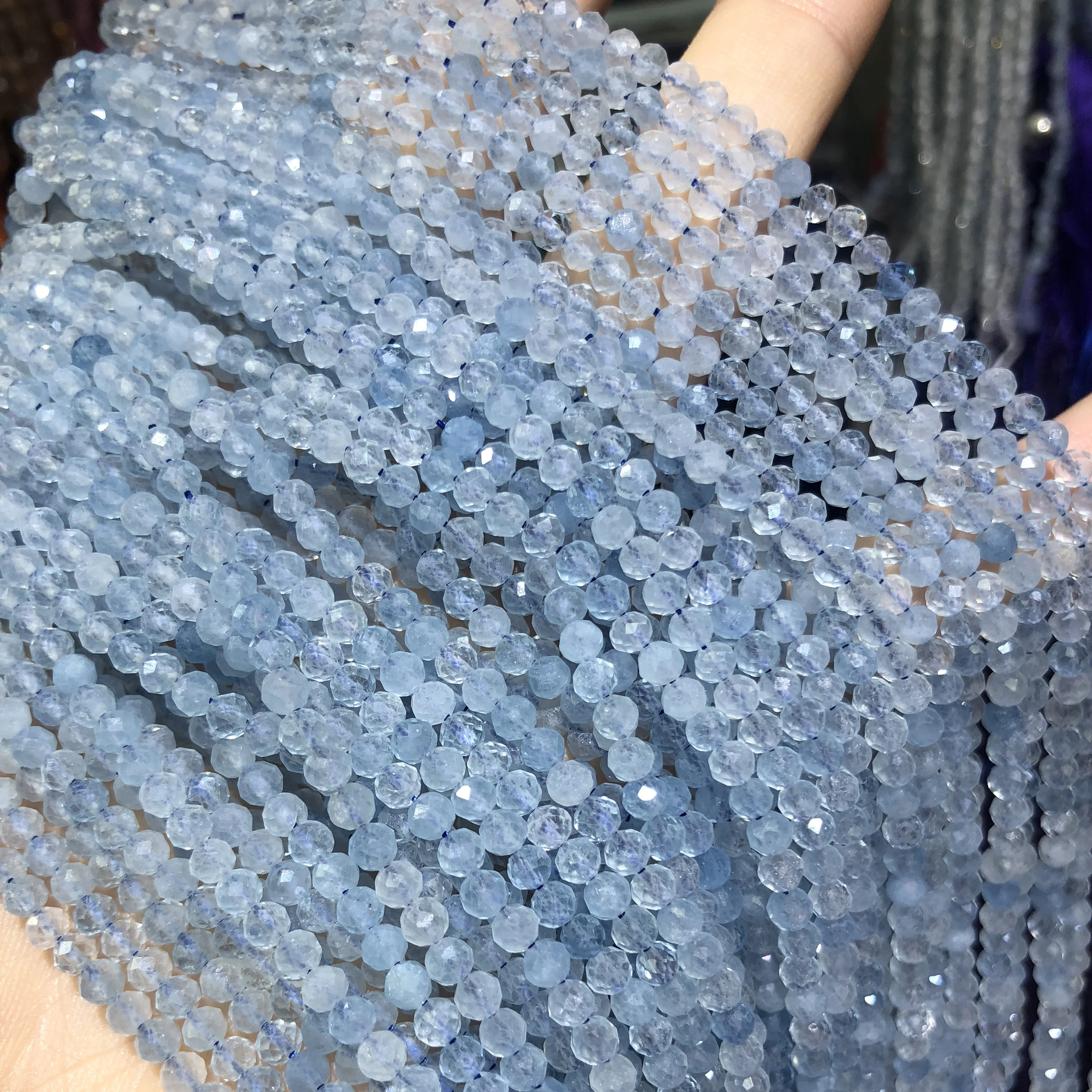 

New Fashion Natural Stone Beads Ice Aquamarines Section Beads 2/3/4mm Loose Beads for Jewelry Making Necklace DIY Bracelet