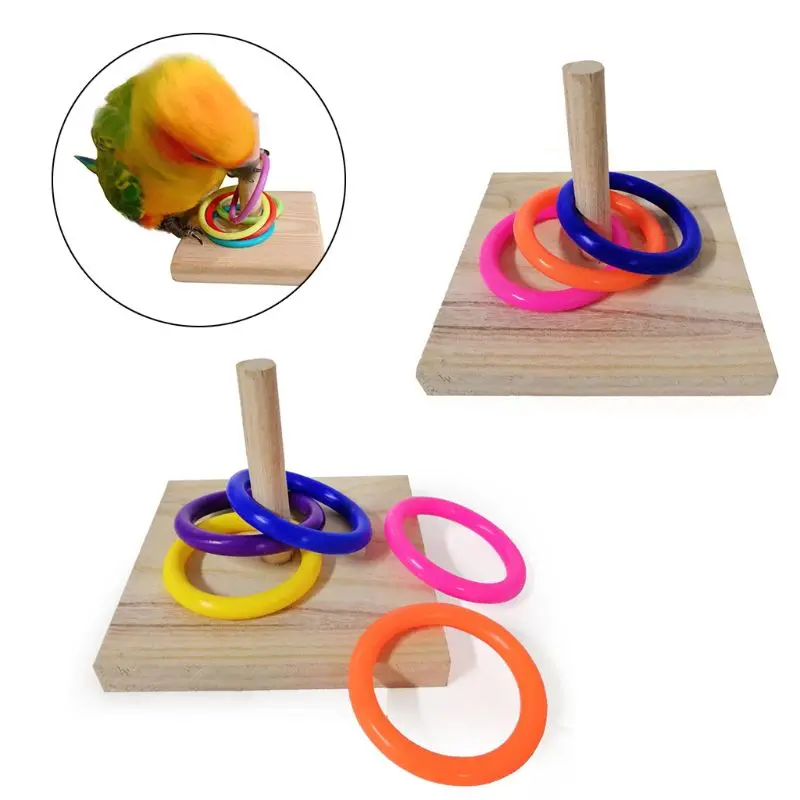 

Bird Educational Toy Wooden Platform Rings Parrot Intelligence Training Supplies