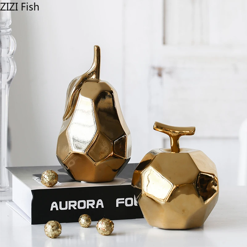 Скандинавский домашний декор керамика искусственное золото яблоко груша