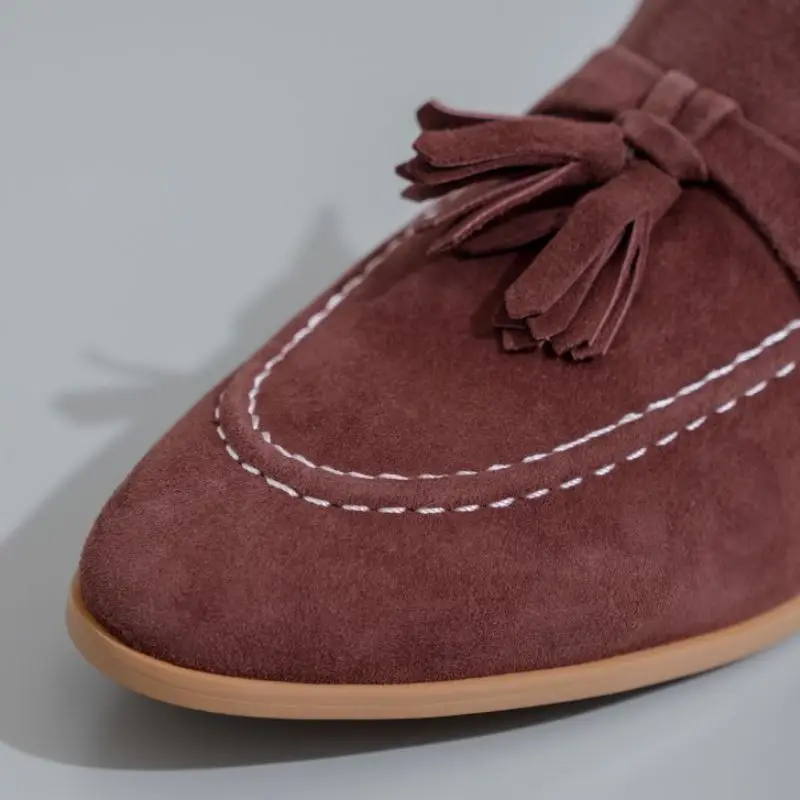 Женские туфли на плоской подошве Taoffen однотонные из натуральной кожи с